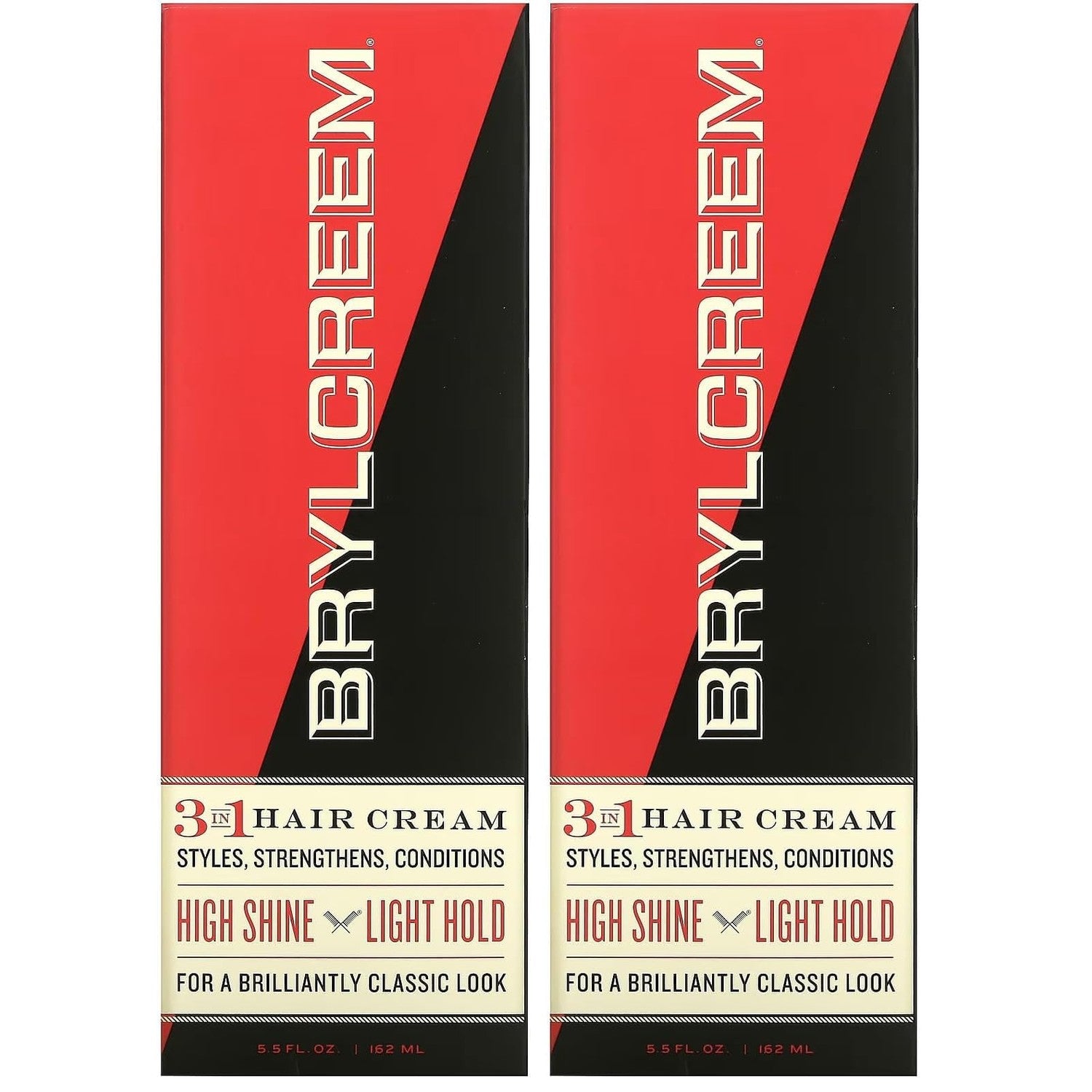 BRYLCREEM 3-in-1 Original High Shine Hair Cream, 3-in-1, 5.5 Fl Oz | High-shine hair cream with light hold for men. Alcohol-free formula conditions & styles without stickiness. Dime-sized amount