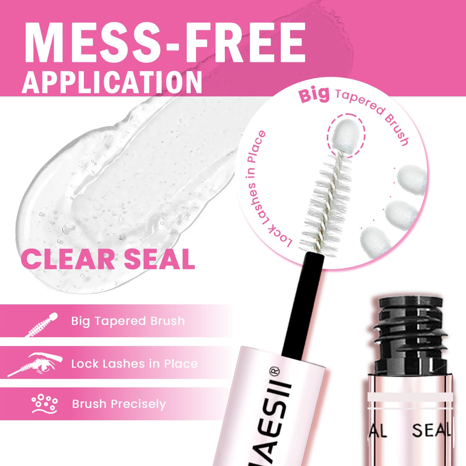 LA MAESII Lash Cluster Glue, 2 in 1 Lash Bond and Seal, Black Eyelash Glue | 10ml,Waterproof, Long Lasting 72H+, Latex Free, Quick Dry, for Sensitive Eyes,DIY at Home Use