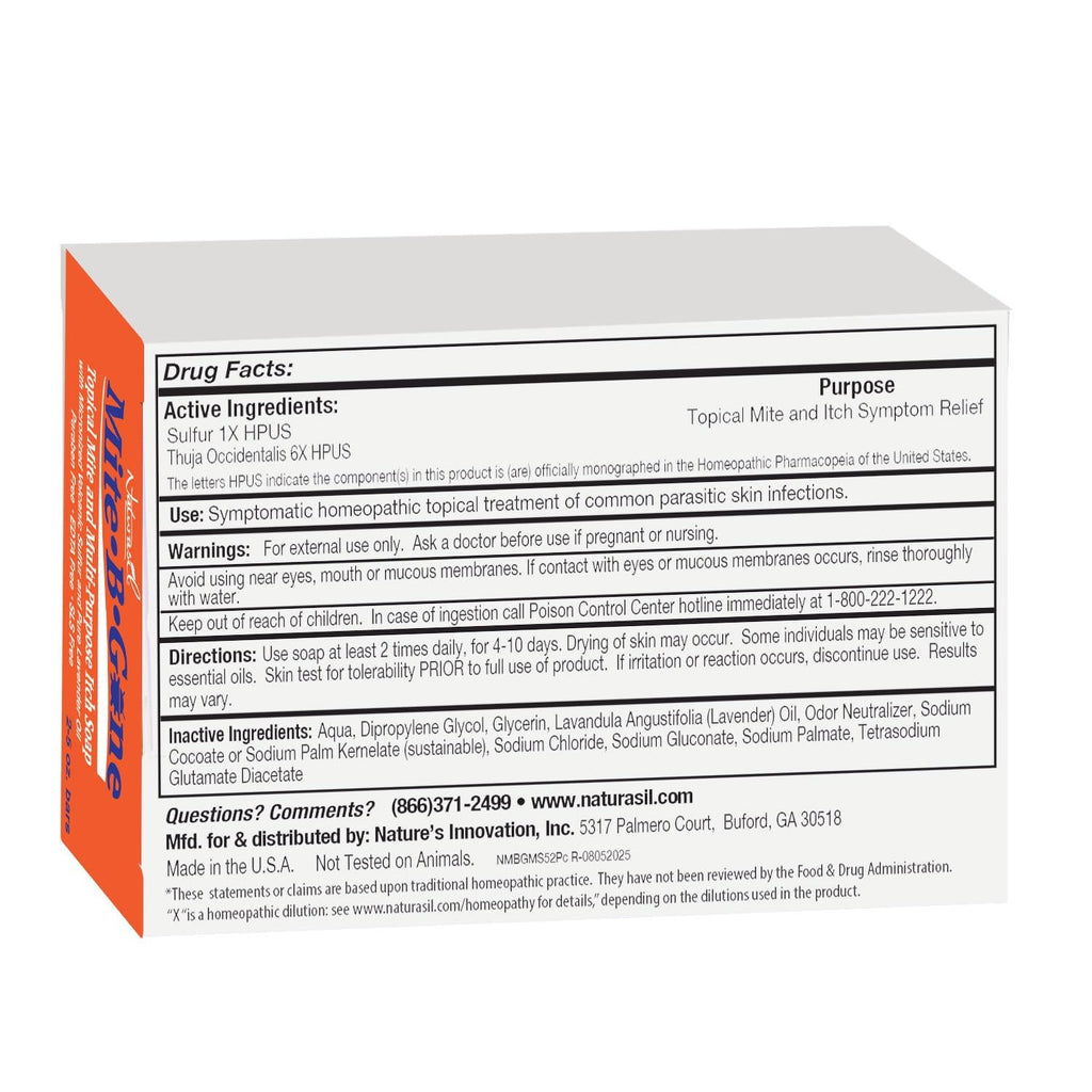 Mite Treatment for Humans, Sulfur Soap by Mite-B-Gone - 2 Pack, 5 oz Bars