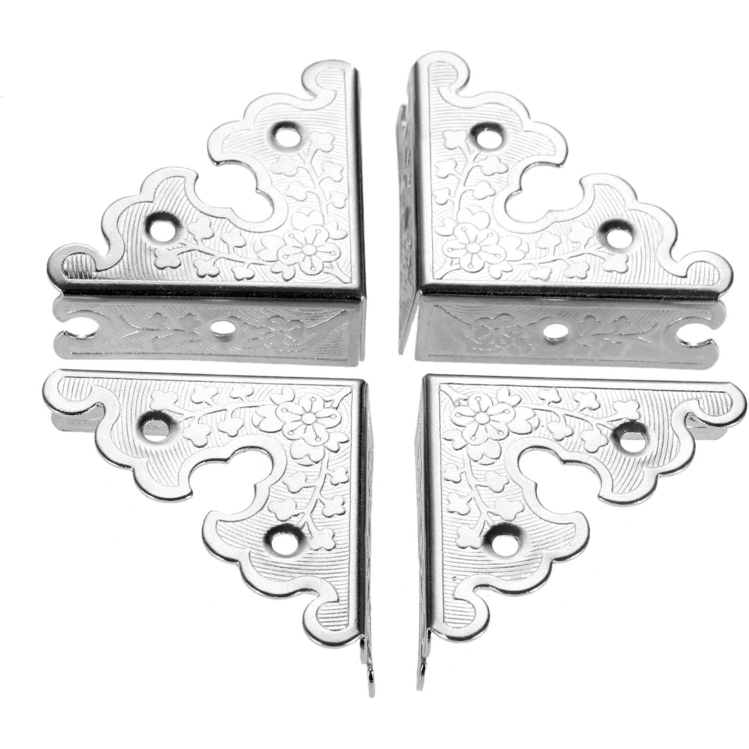 Buy now dophee 4Pcs Decorative Corner Protectors, Retro Style Edge Safety Guards Covers for Picture Frame Album Jewelry Box Gift Box Wooden Case Chest Tables Cabinet Furniture, 1.34"x1.34"-Antique Bronze Silver at indiglob india