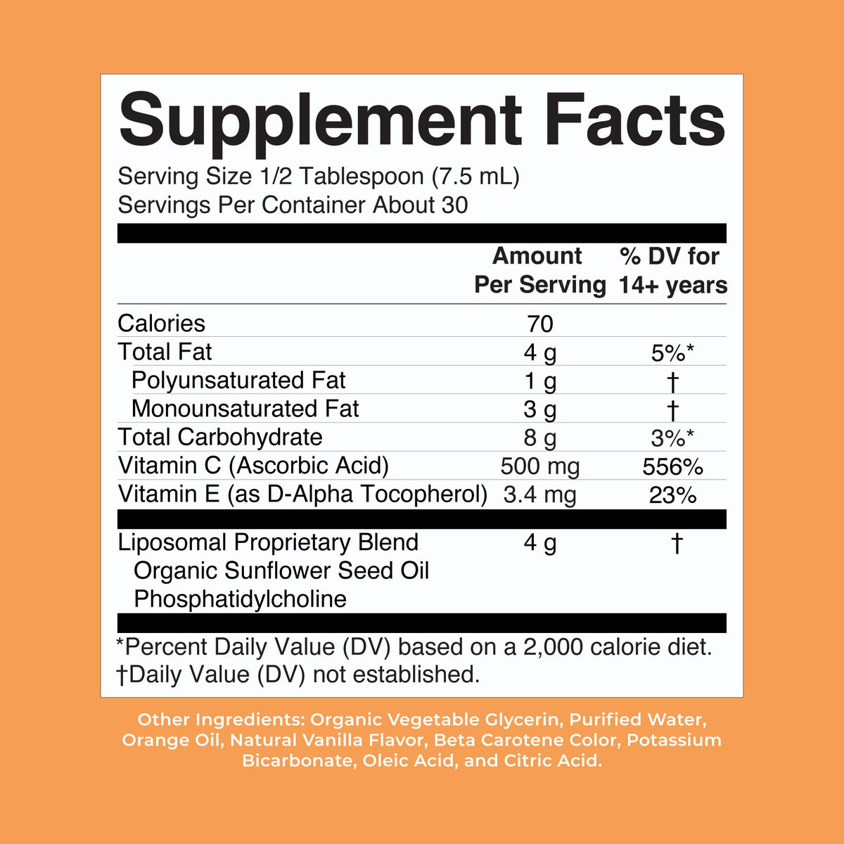 MaryRuth's Megadose Liquid Vitamin C 500mg Liposomal, Vegan, 30 Servings