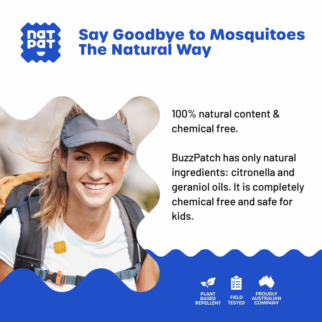 NATPAT BuzzPatch Mosquito Patches for Adults, Plant-Based Mosquito Stickers