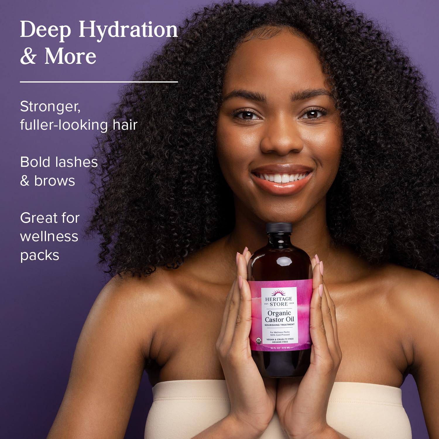 Buy now HERITAGE STORE Organic Castor Oil - Glass Bottle - Nourishing Treatment for Hair and Skin - Eyelash Serum for Eyelashes, Brows, Castor Oil Packs - Cold Pressed, Hexane Free, Vegan 16oz at indiglob india