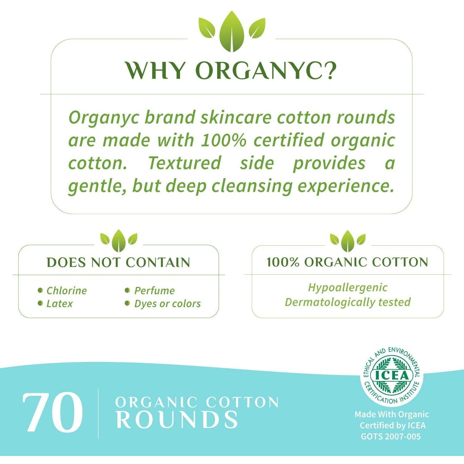 Organyc 100% Organic Cotton Rounds - Biodegradable Cotton, Chemical Free, For Sensitive Skin (210count) - Daily Cosmetics Beauty and Personal Care