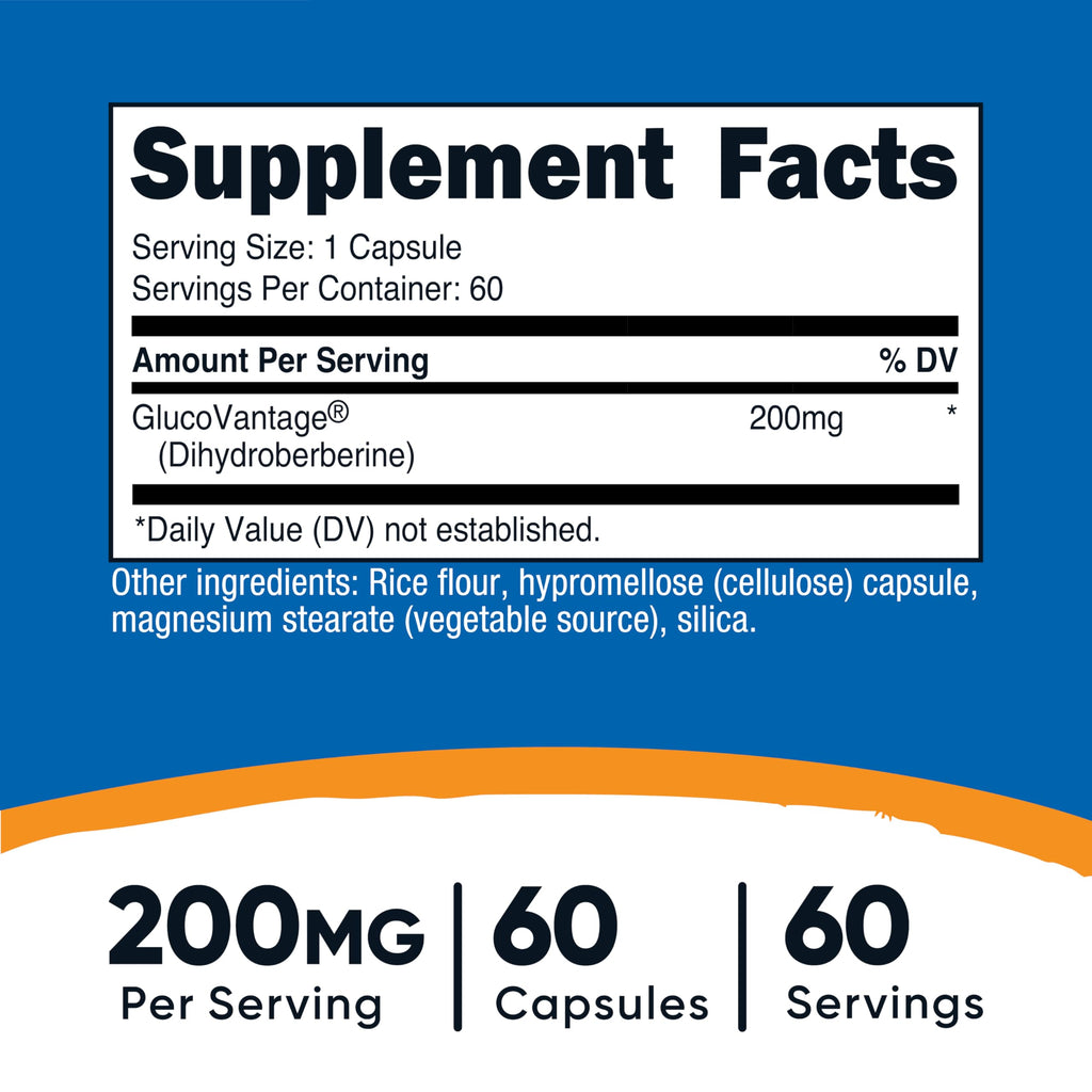 Nutricost Dihydroberberine Capsules (200mg, 60 Capsules) | More Bioavailable Metabolite of Berberine