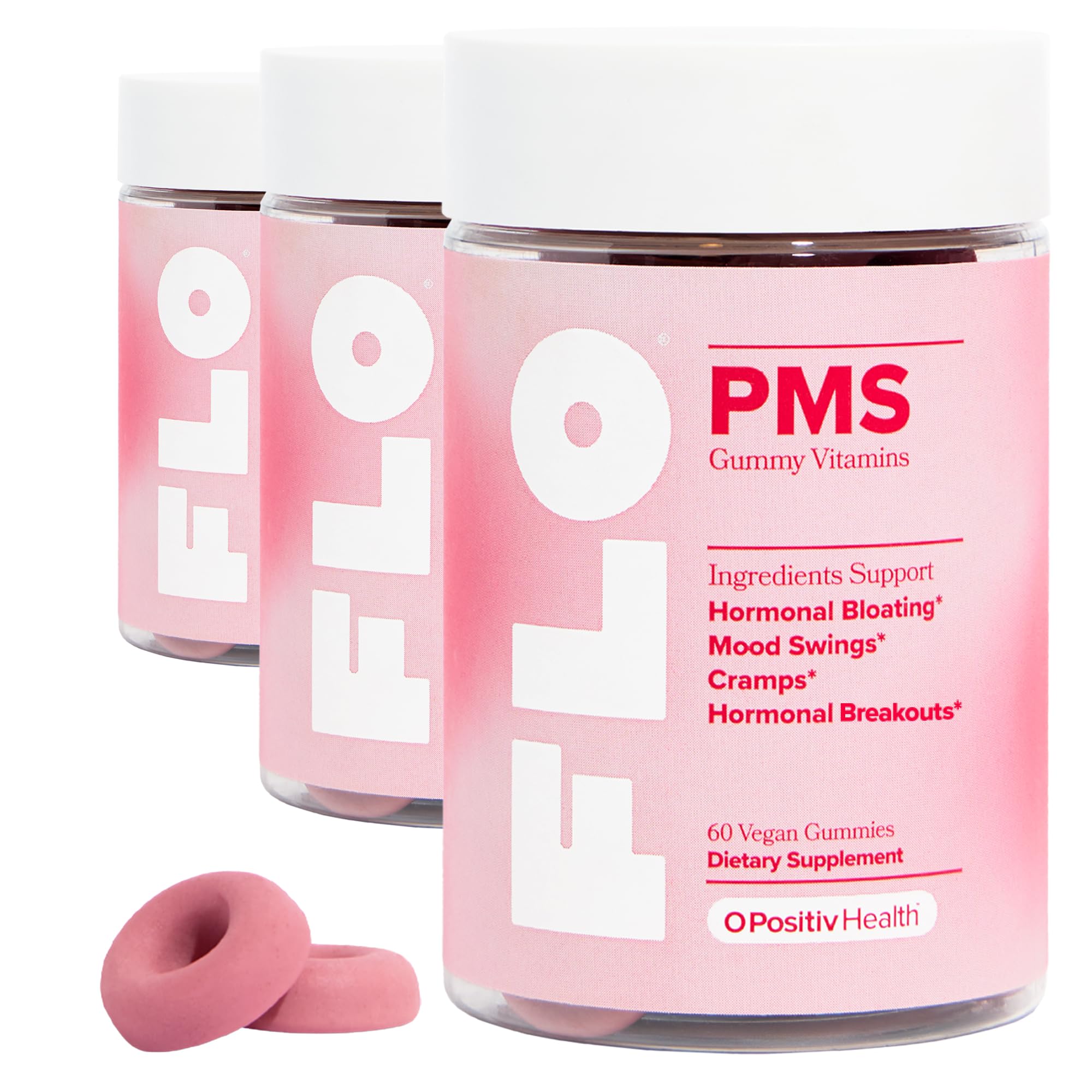 FLO PMS Gummies for Breakouts, Bloating, Cramps, & Mood – 30-Day Supply