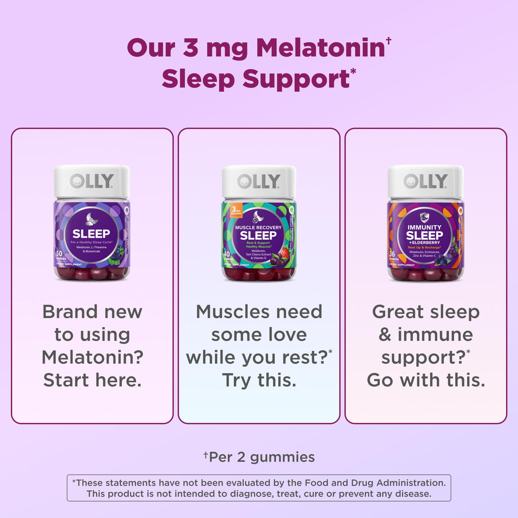 OLLY Muscle Recovery Sleep Gummy Supplement, Tart Cherry - 40 Count