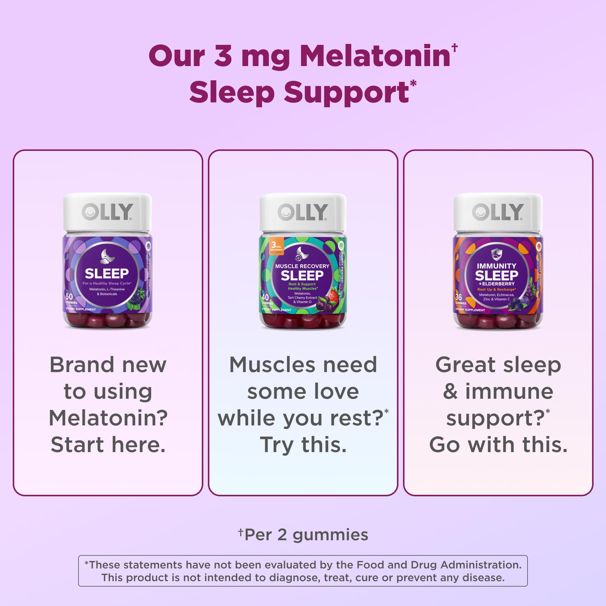 OLLY Muscle Recovery Sleep Gummy Supplement, Tart Cherry - 40 Count