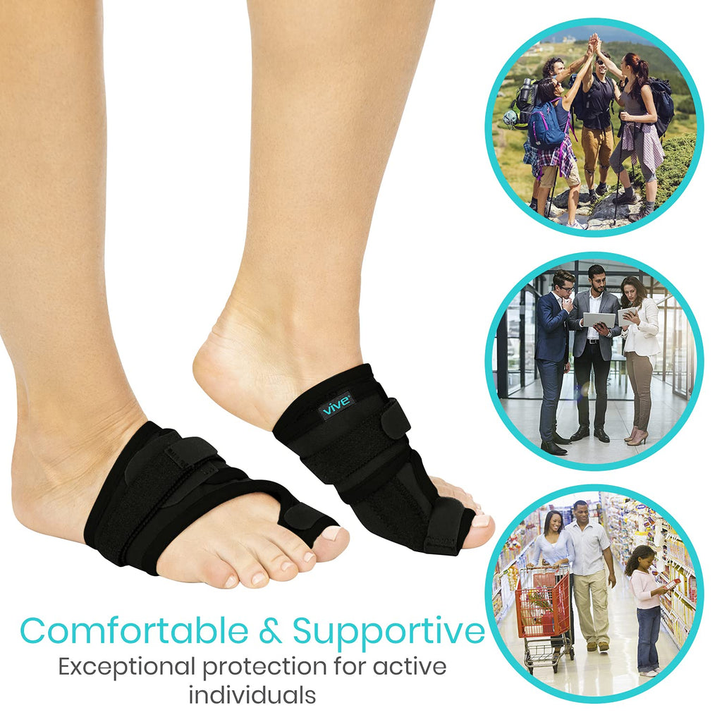 Buy now Vive Bunion Brace (Pair) - Big Toe Corrector Straightener with Splint - Hallux Valgus Pad, Joint Pain Relief, Alignment Treatment - Orthopedic Sleeve Foot Wrap Support for Men and Women (Black) at indiglob india