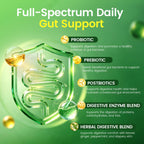 Ashenutri Probiotic Prebiotic Postbiotic for Women & Men, 30 Billion CFU 24 Strains w/Digestive Enzymes, Prebiotic Fiber & Slippery Elm – Complete Daily Immune & Gut Support, 120-Day Supply