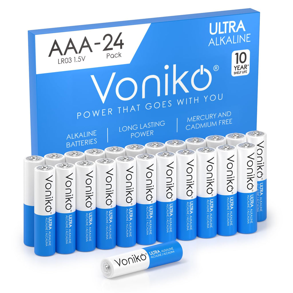 Buy now Voniko Ultra AAA Batteries 24 Pack - Alkaline Triple A Battery, Ultra Long-Lasting for All Your Devices, 10-Year Shelf Life, Leak-Proof & Mercury-Free 24 Count (Pack of 1) AAA at indiglob india