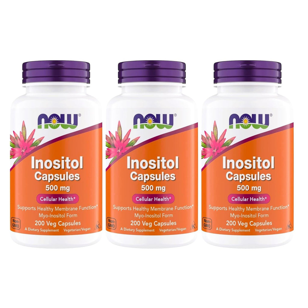 NOW Foods Inositol 500 mg - 200 Vegetarian Capsules (200 Count (Pack of 2)) | Superior Myo Inositol Form, for Healthy Membrane Function*, Cellular Health*, Support for Women