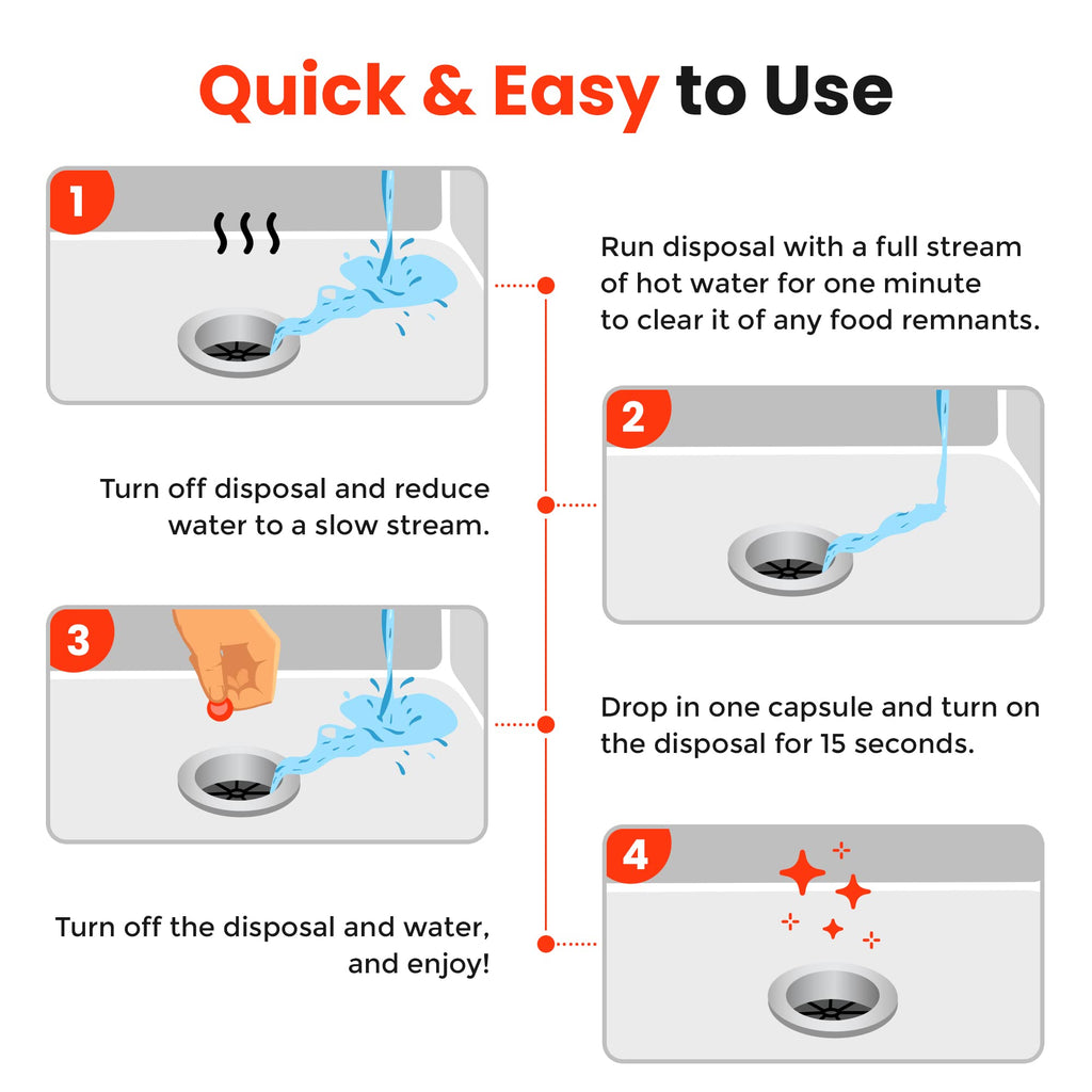 Bastion Garbage Disposal Cleaner and Deodorizer Drops- [[50-Count]] Orange Zest Scented Kitchen Sink Freshener Pods & Drain Odor Eliminator Disposer Care Balls