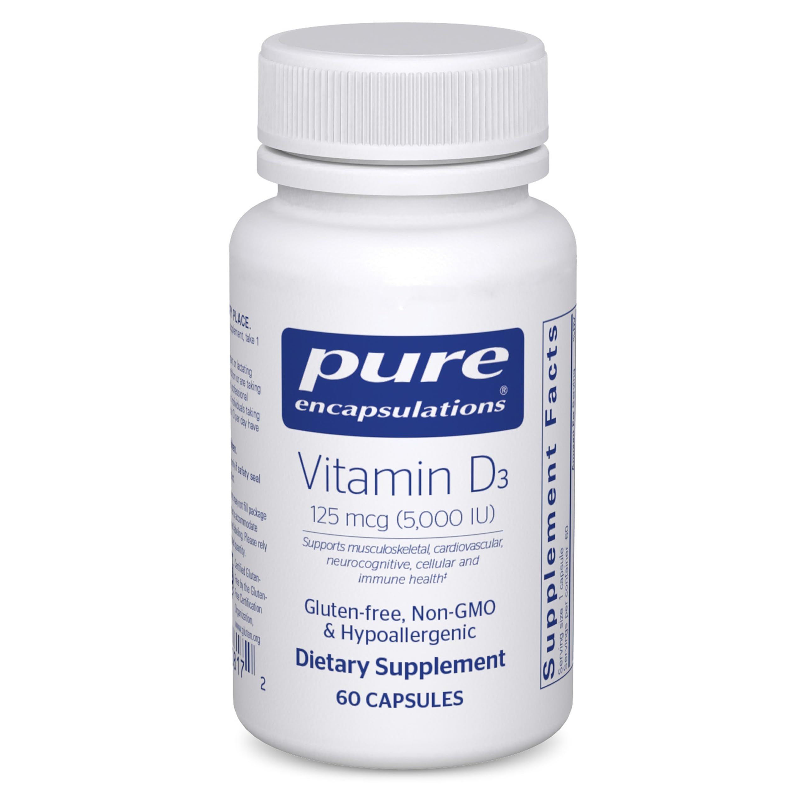 Pure Encapsulations Vitamin D3 125 mcg (5,000 IU), 250 Capsules | Supplement to Support Bone, Joint, Breast, Heart, Colon, and Immune Health*, with Vitamin D