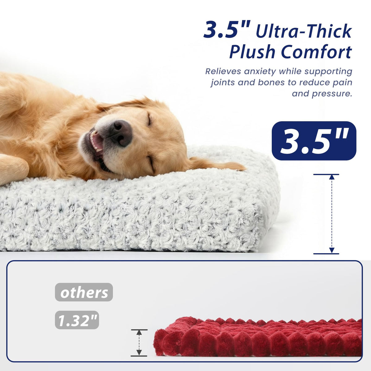 3.5" Thick Plush Dog Bed Mat for Car Back Seat, Non-Slip Pet Travel Bed