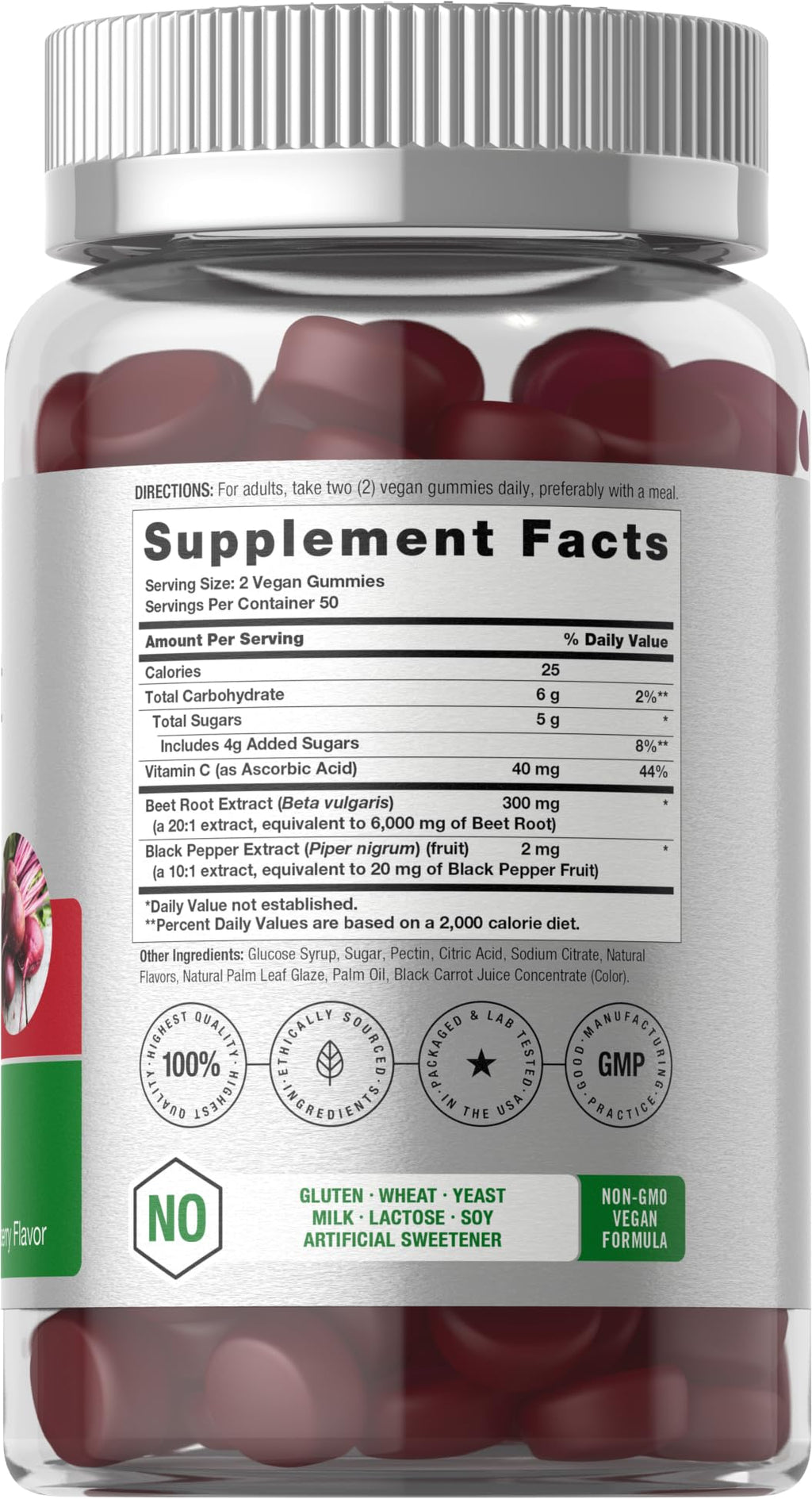Horbäach Beet Root Gummies | Advanced Formula | 100 Count