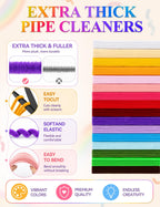 1600Pcs Pipe Cleaners Bulk for Crafts, DIY Pipe Cleaners Flowers Kit Handle