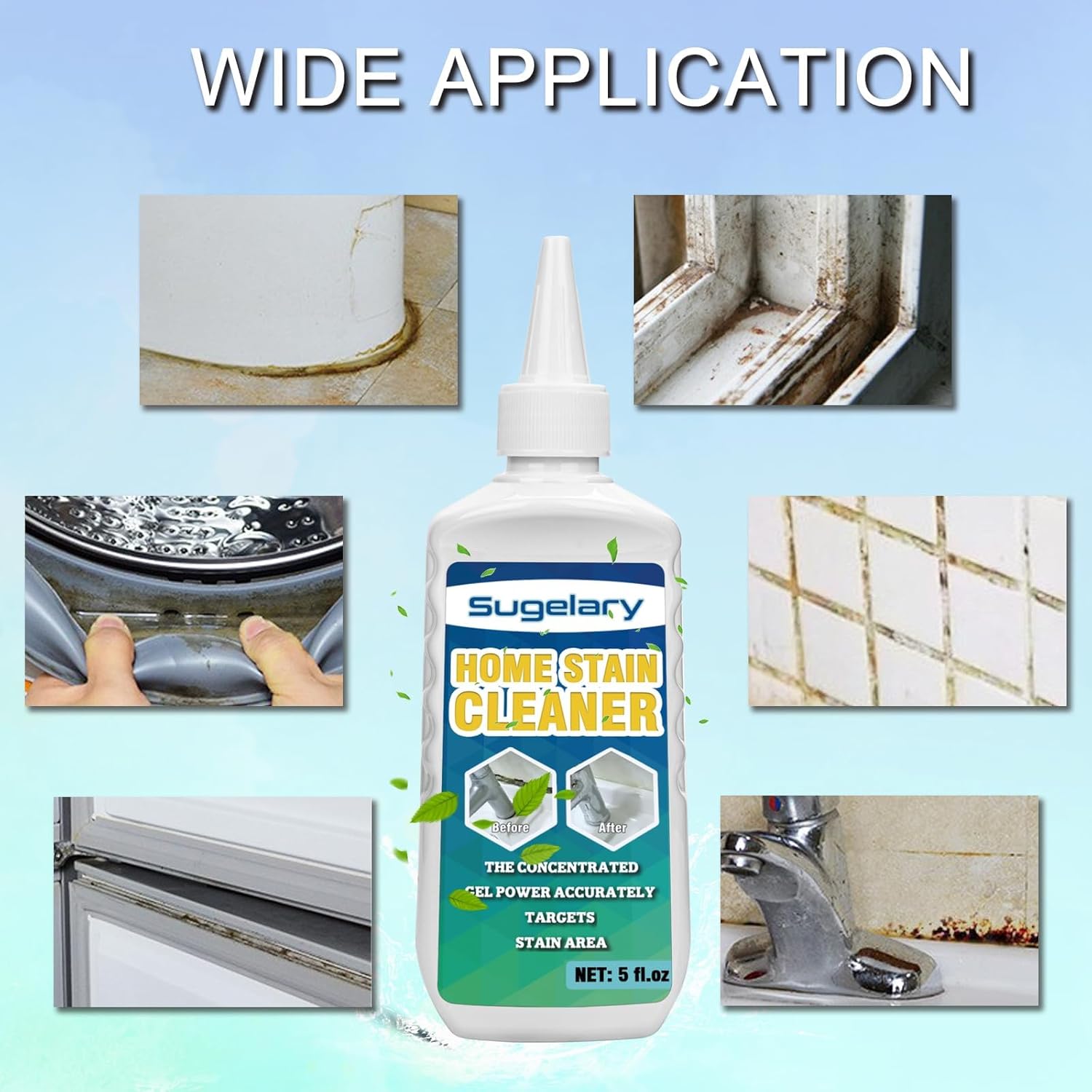 Buy now Sugelary Mold Stain Cleaner Gel, 5 fl oz Multi Home Stain Cleaning Gel for Washing Machine Seals, Fridge Gaskets, Tile Grout, Sink and Bathroom Use at indiglob india