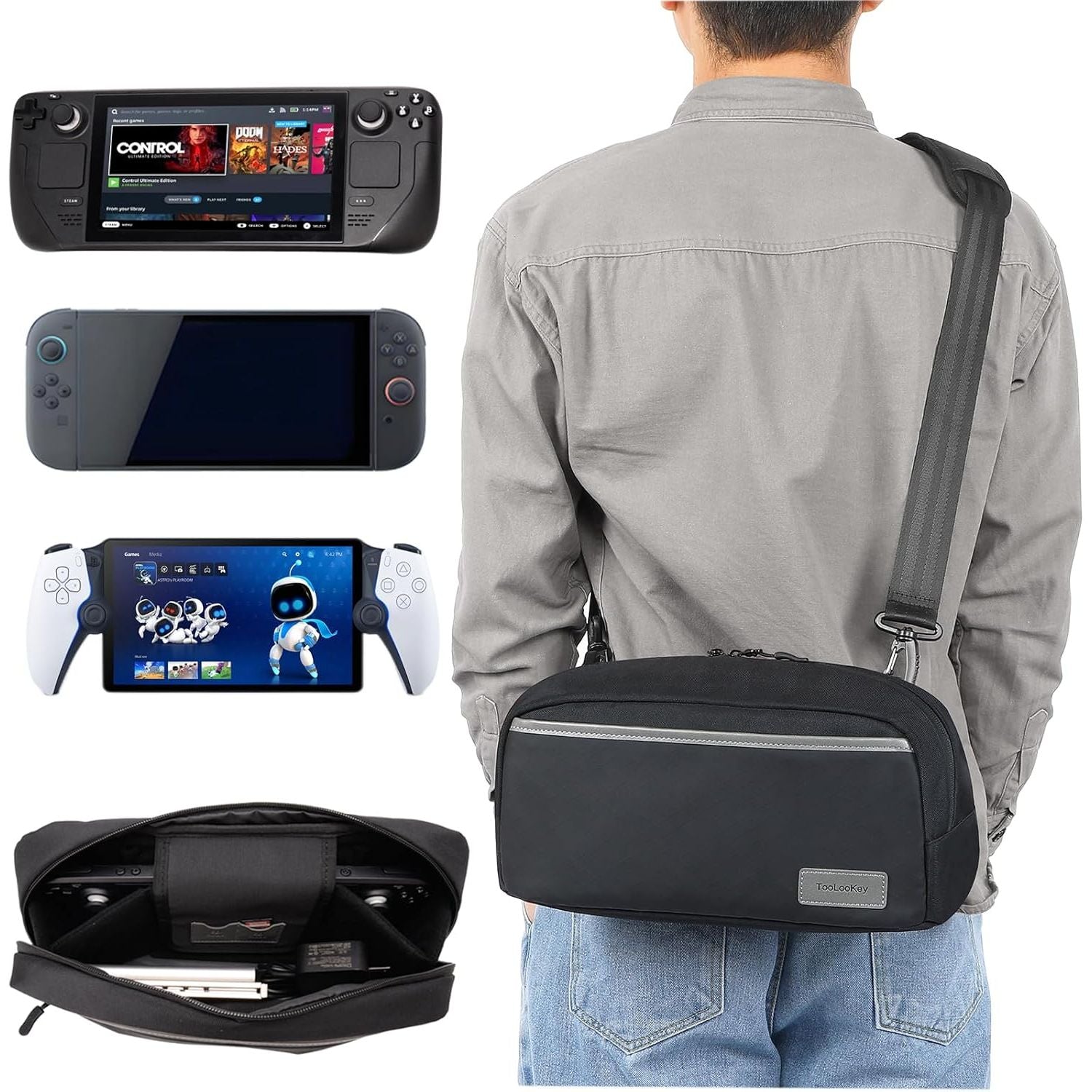 Buy now Carrying Case Travel Bag for Nintendo Switch 2 2025/Switch 1/Steam Deck/OLED/PlayStation Portal, Protective Crossbody Bag for Lenovo Legion Go/ASUS ROG Ally/X Console & Accessories Storage Default at indiglob india