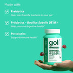 Goli Zero Sugar Pre Pro Postbiotic Gummies - Worlds First 3-in-1 with DE111, XOS, MCC1849 - No Sugar Alcohols - Vegan, Keto-Friendly, Non-GMO
