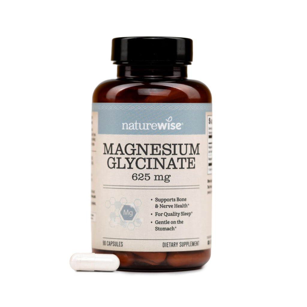 NatureWise Magnesium Glycinate 625 mg - High Absorption Chelated Magnesium Glycinate for Sleep, Relaxation, Muscle & Bones* - Gentle on Stomach, Vegan, Non-GMO - 30 Capsules[30-Day Supply]