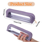 Stylish small clear PU makeup bag in lavender, perfect for organizing cosmetics. Verified by CuratCart for trust.