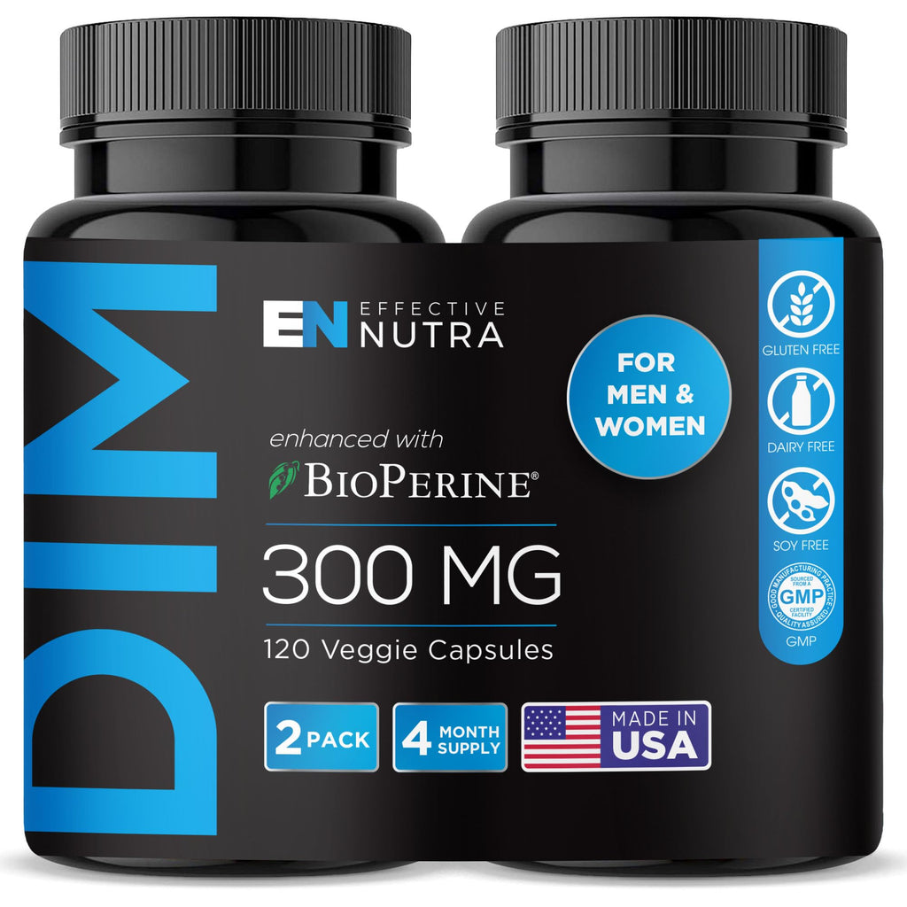 Effective Nutra DIM Supplement 300 mg with BioPerine, 60 Count | Estrogen blocker for men and estrogen balance for women, extra-strength DIM, one capsule daily, 2-month supply
