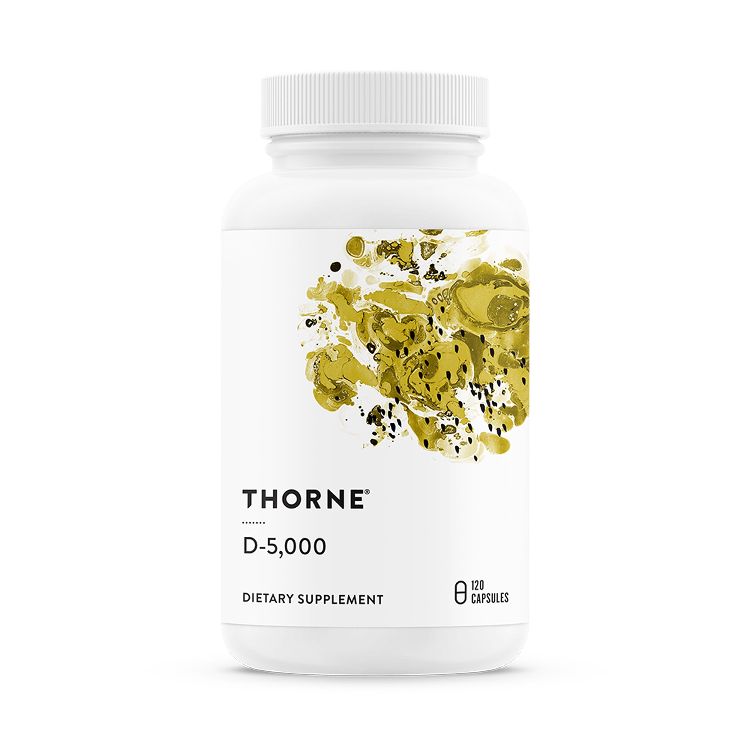 THORNE Vitamin D-5,000, Vitamin D3 Supplement, 5,000 IU, 120 Capsules | Supports Healthy Bones, Teeth & Muscles, Plus Cardiovascular & Immune Function*, Gluten & Dairy-Free, NSF Certified for Sport