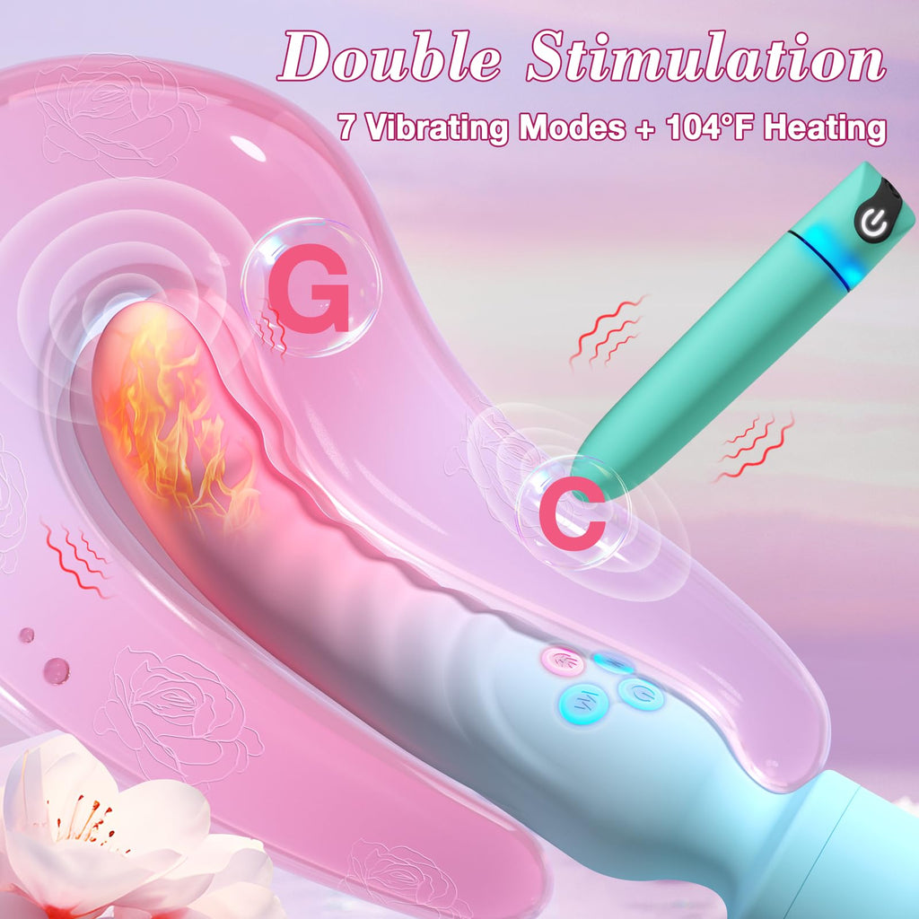 G Spot Vibrator Wand & Bullet Vibrator Set - Vibrators Sex Toys for Women, Clitoral Dildo with 7 Vibrating Modes, Waterproof Heating Wand Massager, Adult Sex Toy for Female and Couples