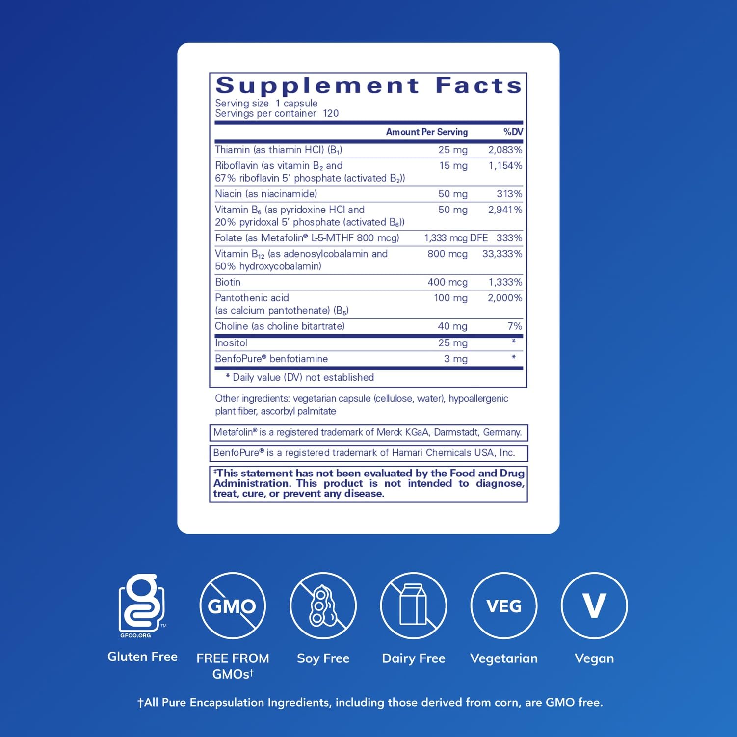 Pure Encapsulations PureGenomics B-Complex, 120 Capsules | Broad Spectrum B Vitamin Support for Genetic Expression, Cellular Function, Hormone Production and Energy Metabolism*