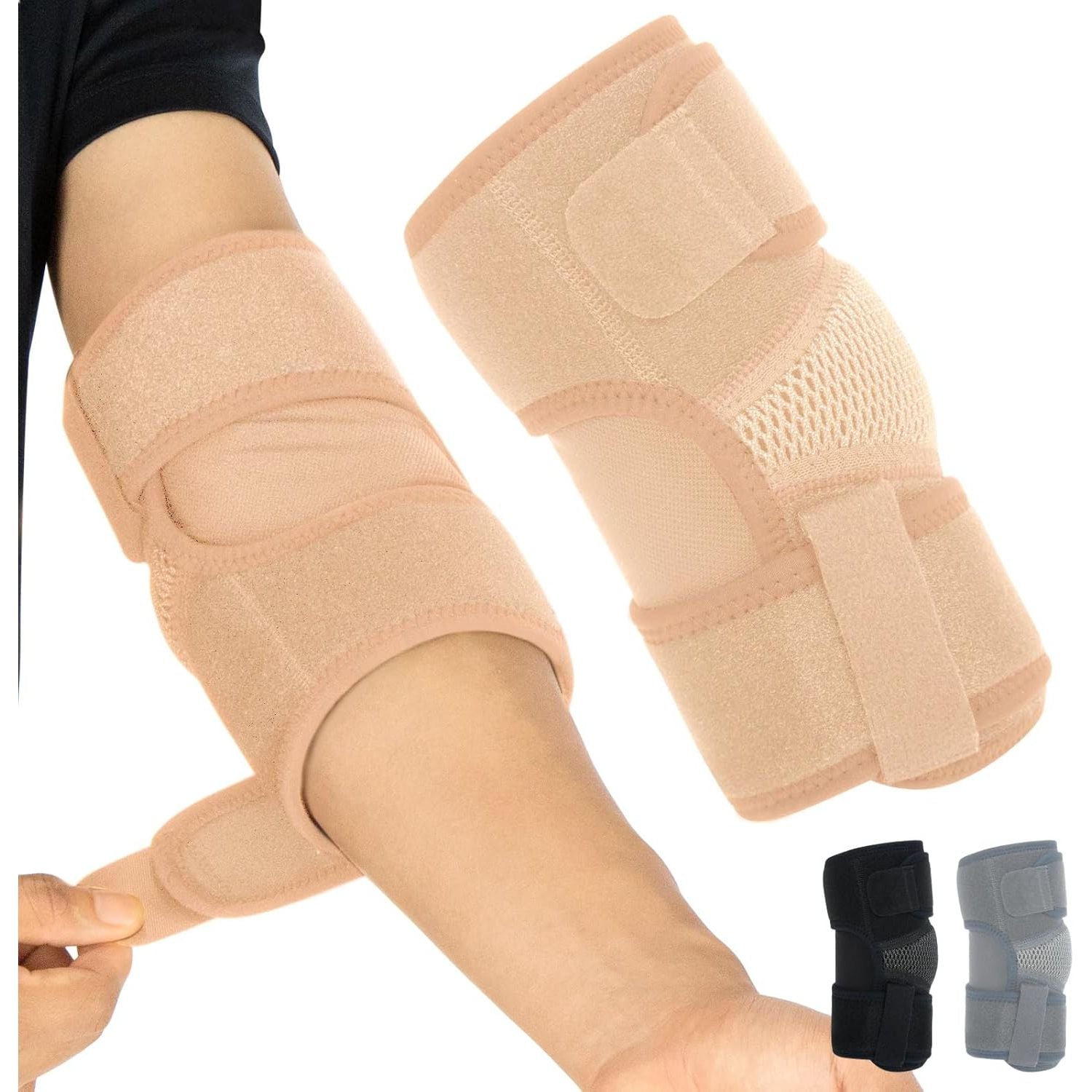 Buy now Vive Elbow Brace - Tennis Compression Sleeve - Wrap for Golfers, Bursitis, Left or Right Arm - Tendonitis Support Strap for Golf, Men and Women - Epicondylitis and Sports Recovery Standard Beige at indiglob india