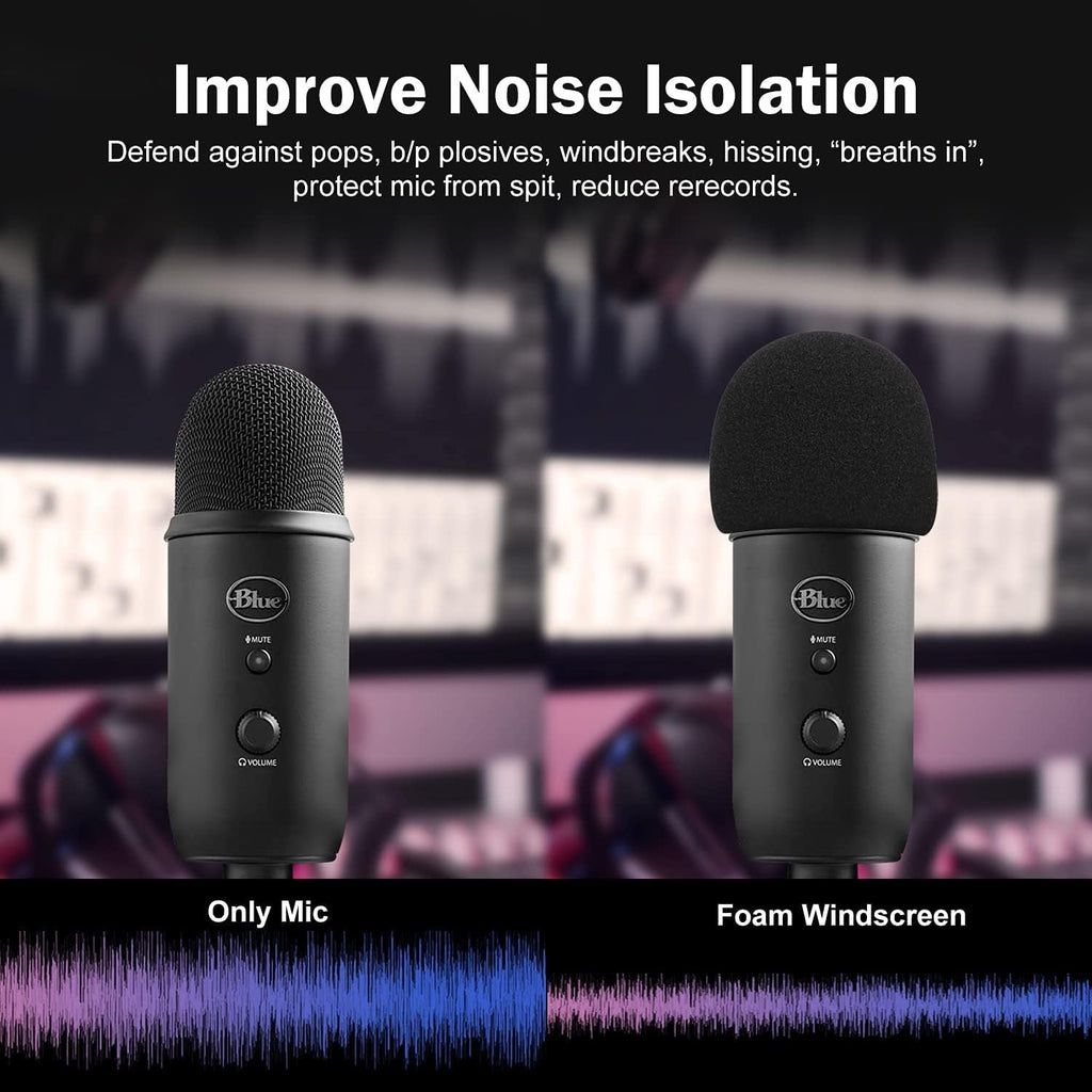 Buy now Foam Microphone Windscreen for Blue Yeti - Professional Pop Filter for 2.5 Inch Diameter Microphones Sponge Mic Cover 2Pcs at indiglob india
