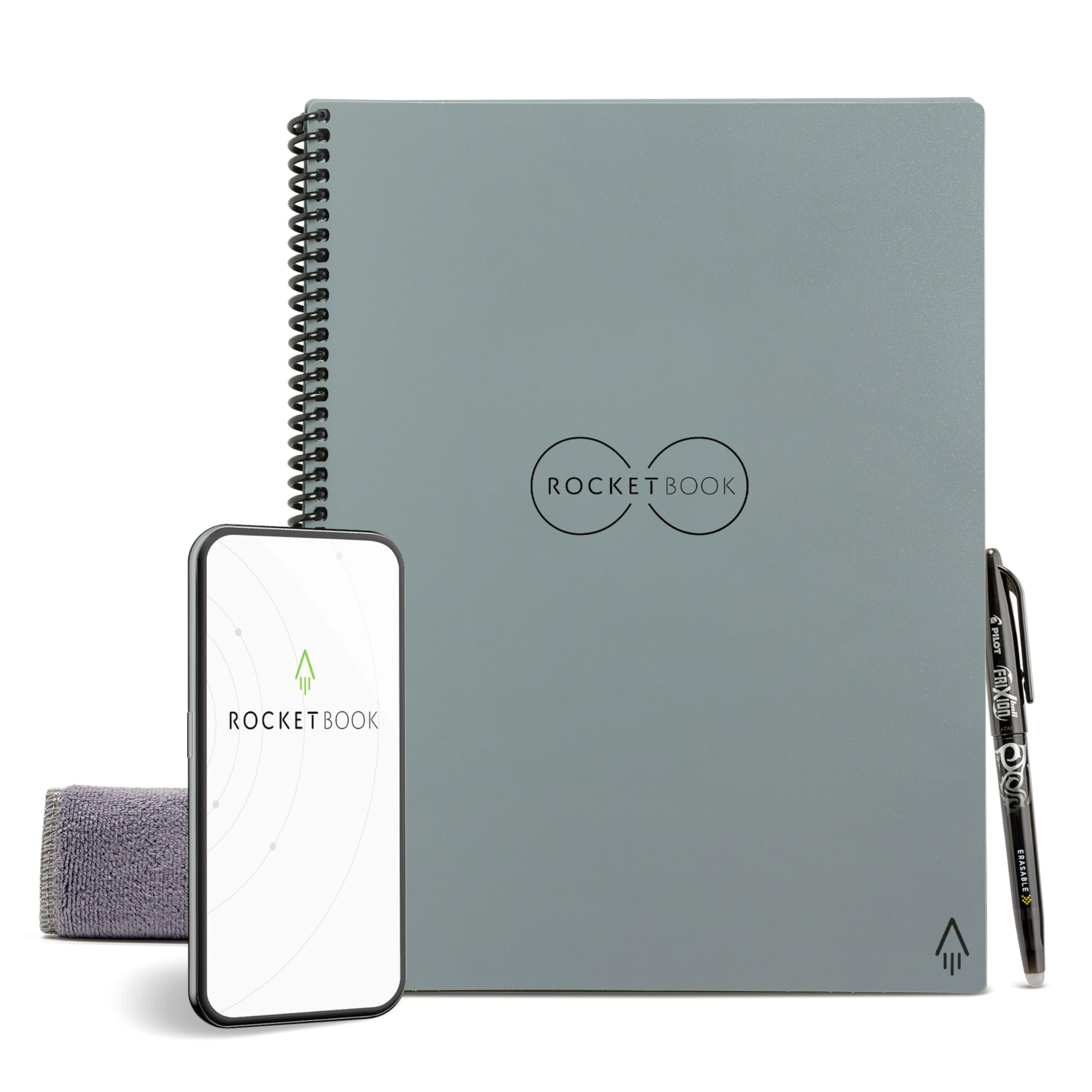 Buy now Rocketbook Core Reusable Spiral Notebook, Letter Size 8.5x11, Black - Dotted Pages, App-Connected, Erasable, Durable Cover, Ideal for School, Work, and Creative Projects Classic Executive Gray at indiglob india