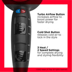 REVLON Turbo Hair Dryer | 1875 Watts of Maximum Shine, Fast Dry (Silver) | Built for Speed, Style & Shine, Fast Drying, Reduces Frizz, 3X Ceramic Coating