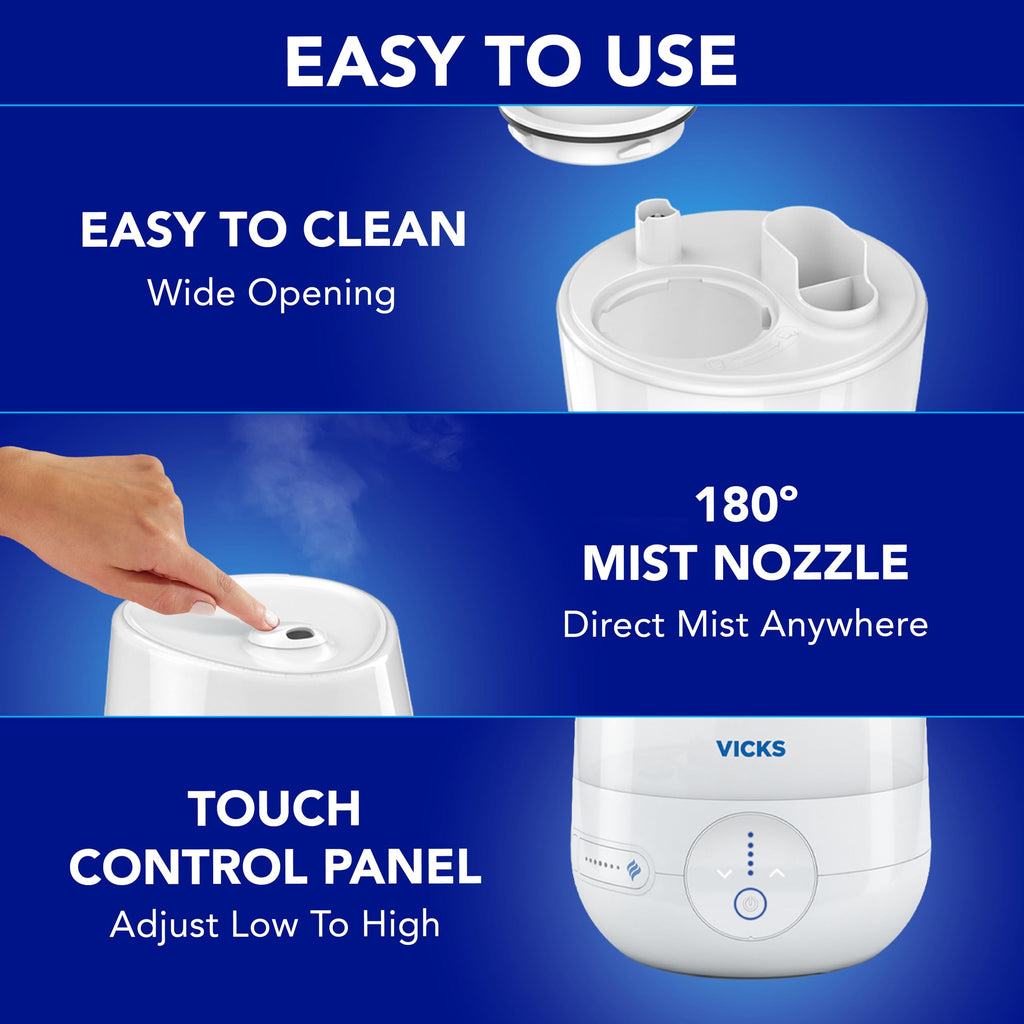 Buy now Vicks FilterFree Plus Cool Mist Plus Humidifier (VUL565), Medium Room ƒ??Filter-Free Cool Mist Humidifier for Baby, Kids and Adult Rooms, Works with Vicks VapoPads at indiglob india