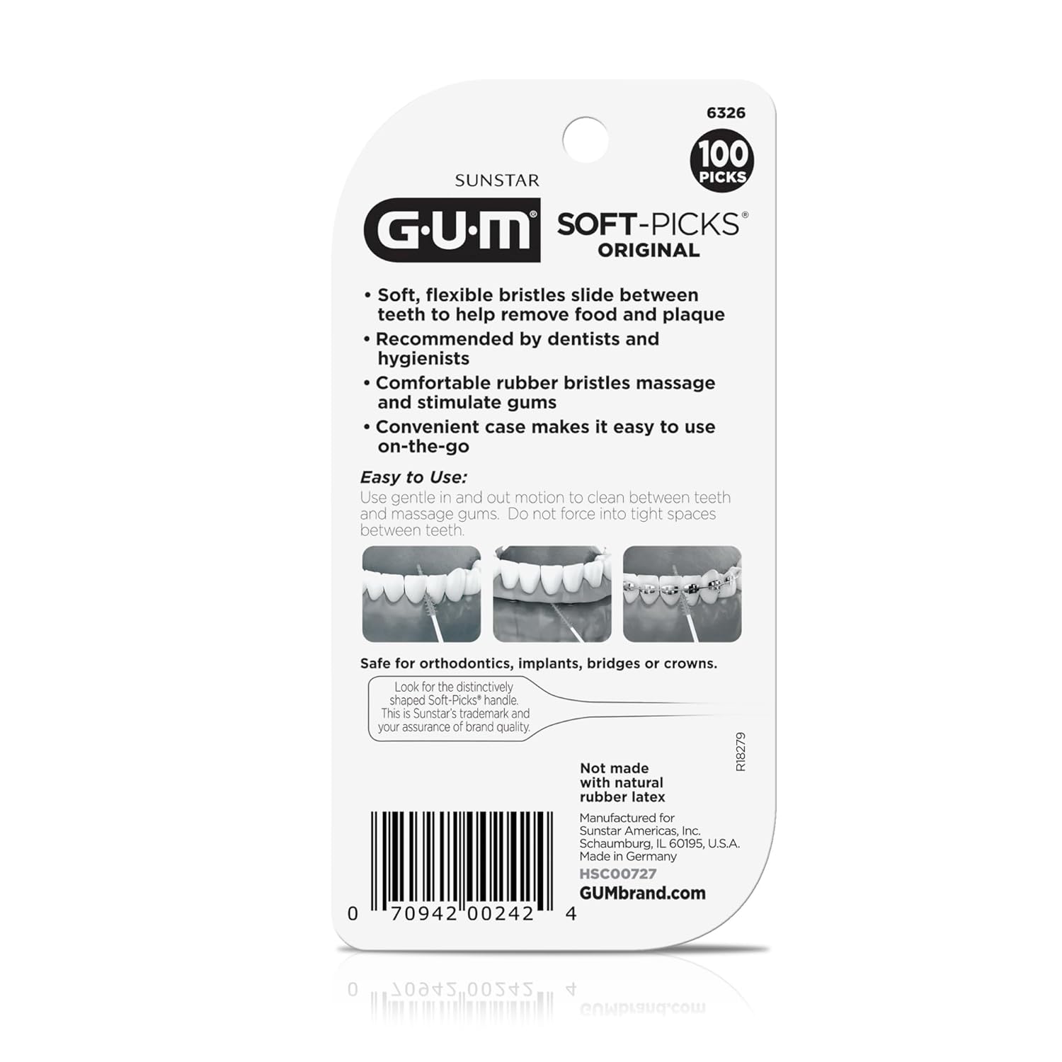 Buy now GUM Soft-Picks Original, Easy to Use Dental Picks for Teeth Cleaning and Gum Health, Disposable Interdental Brushes with Convenient Carry Case, Dentist Recommended Dental Picks, 100ct at indiglob india