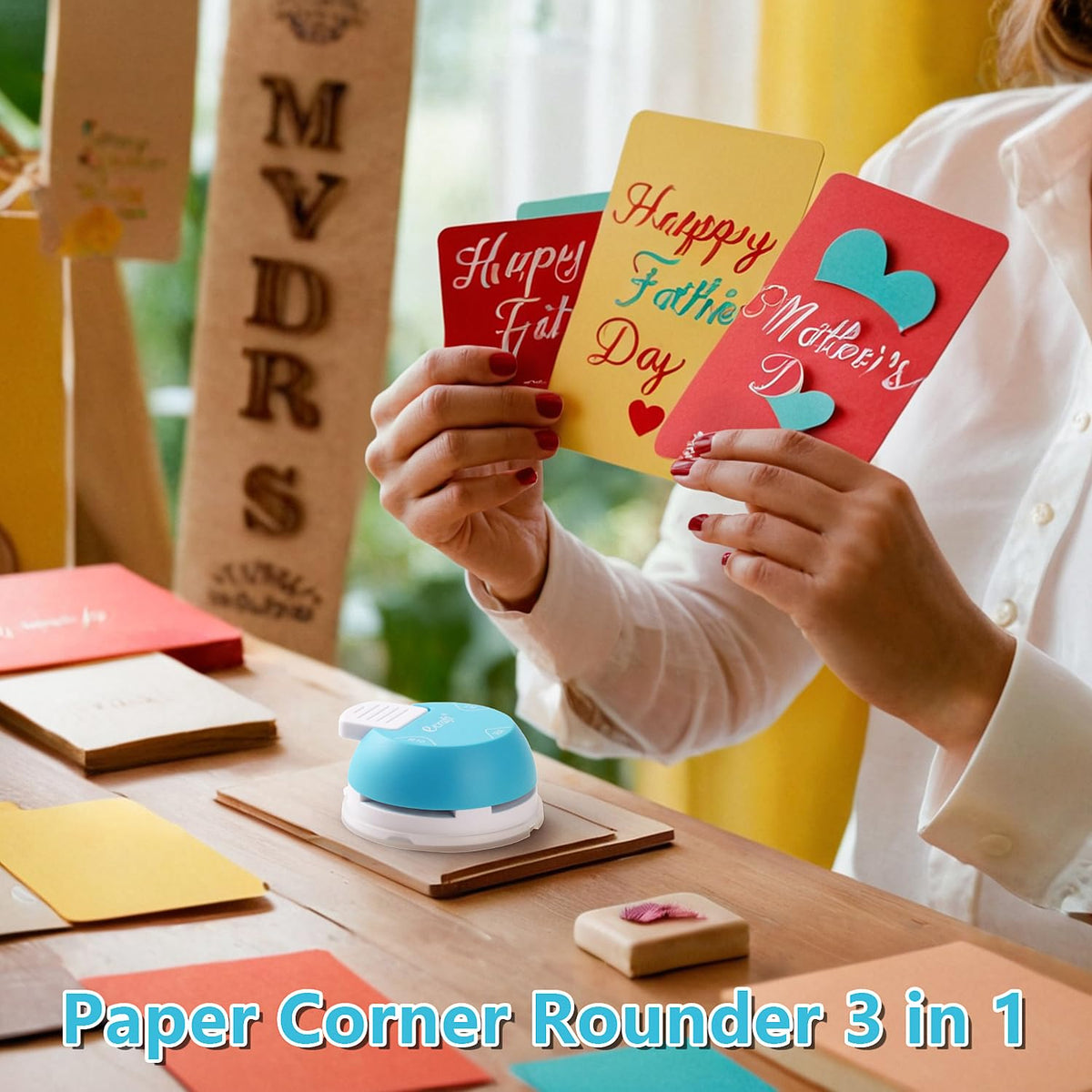 Ecraft Paper Corner Rounder Punch : 3 in 1 (R4mm, R7mm, R10mm) - Corner Cutter for Paper Crafts, Laminate, Photo, DIY, Card Making and Scrapbooking