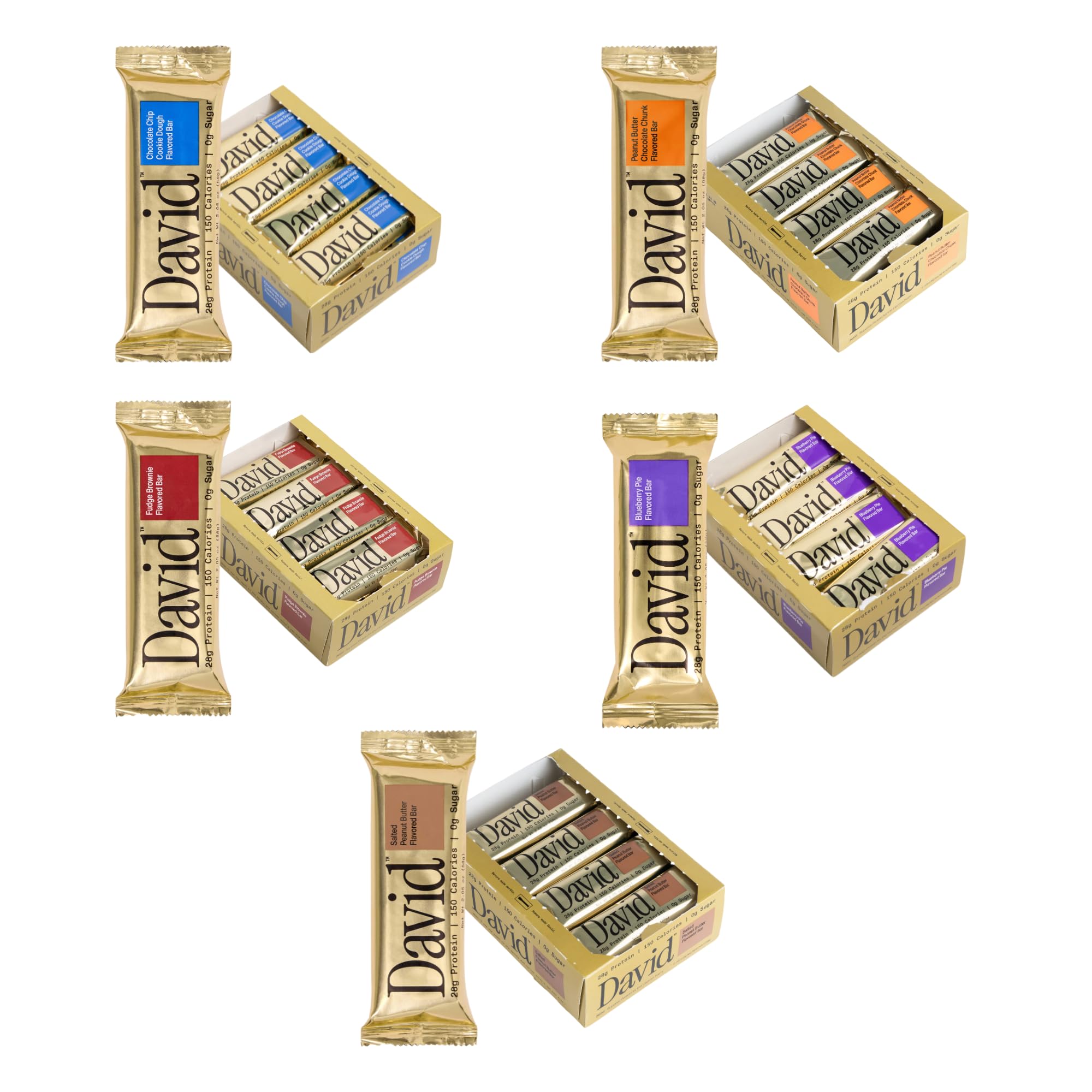 Buy now David High Protein Bars - 0g of Sugar, Low Carb, Gluten Free - 28g of Protein, 150 Calories - On-The-Go Snack - Chocolate Chip Cookie Dough Flavor, Pack of 12 David Favorites 5 count (Pack of 60) at indiglob india