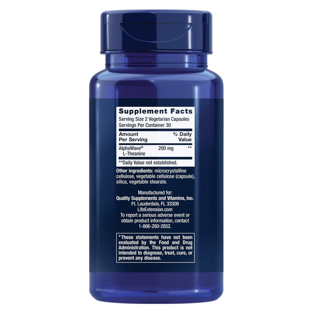 Life Extension L-Theanine, Amino Acid theanine, Calm, Relaxation, Mood, Gluten-Free, Non-GMO, Vegetarian, 200 mg, 60 Capsules | Amino Acid Theanine for Calm, Relaxation & Mood, Gluten-Free, Non-GMO & Vegetarian, 100 mg, 60 Capsules
