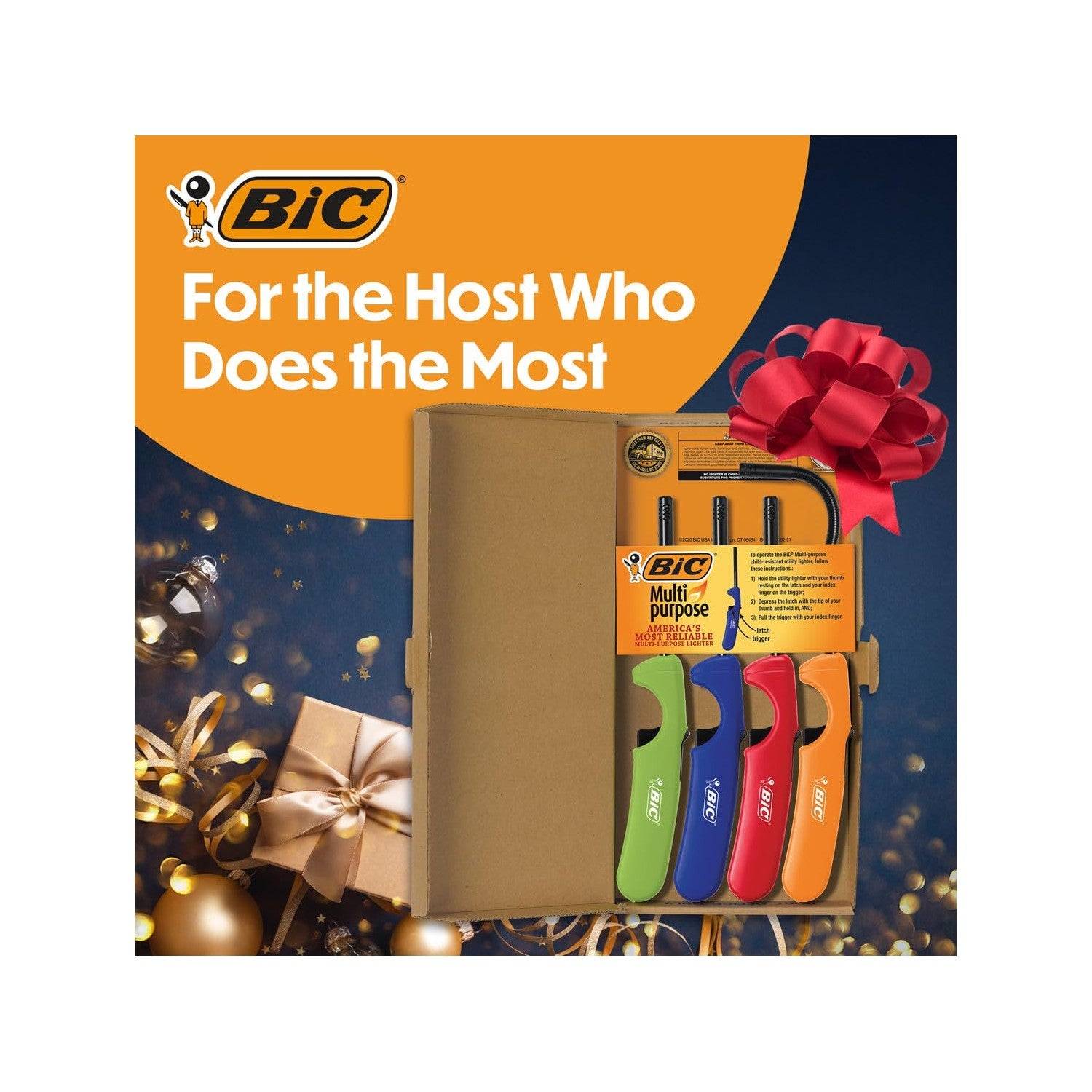 Buy now BIC Multi-Purpose Lighters, Long Lighter for Holiday Hosting, Assorted Colors, 4-Pack (Colors May Vary) at indiglob india