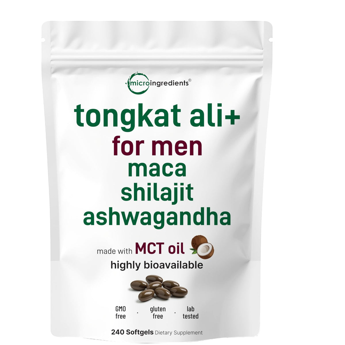 Micro Ingredients Tongkat Ali+ for Men, 240 Softgels | Made with MCT Oil