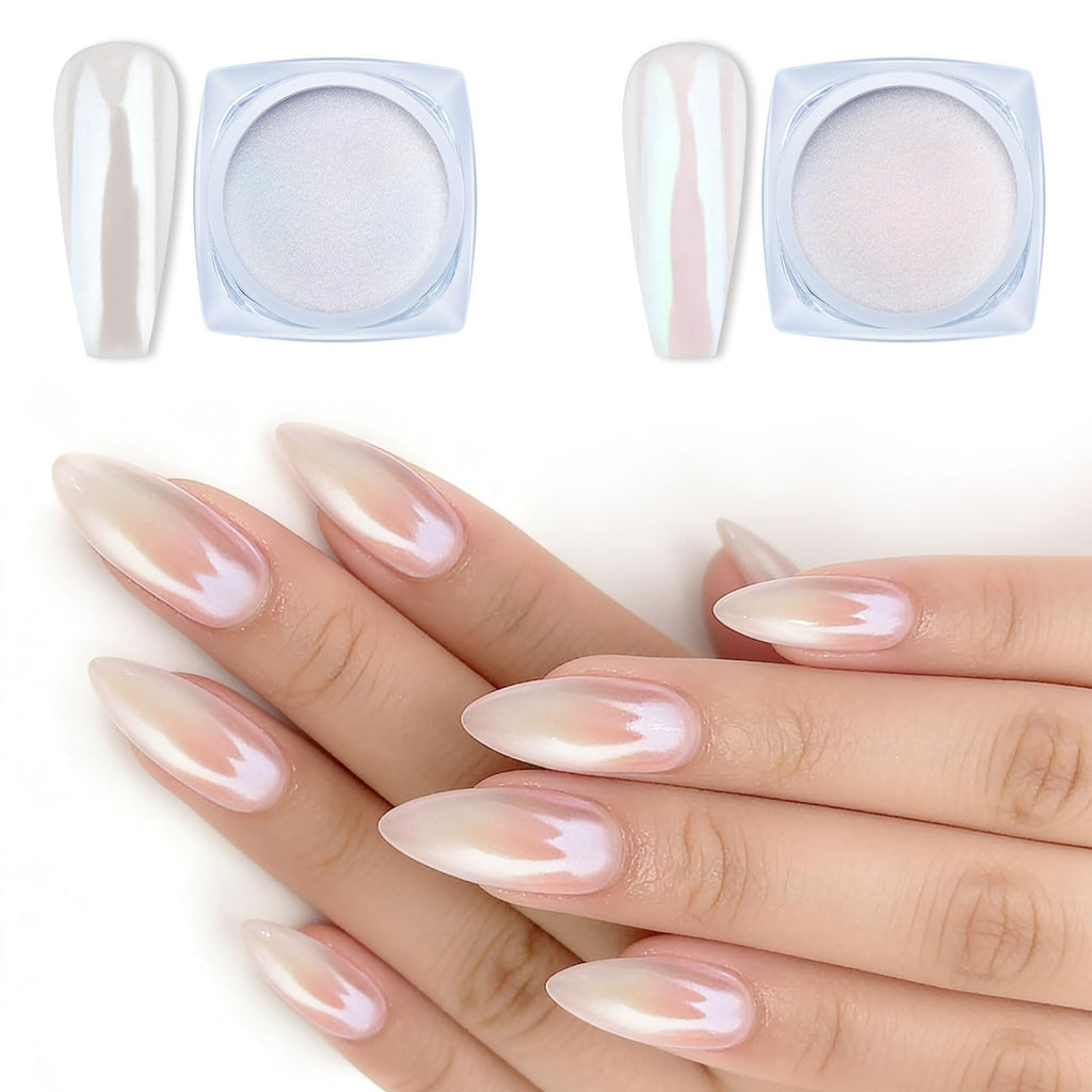 16 Jars Chrome Nail Pearl Powder Silver and Gold Mirror Iridescent Aurora Metallic Nail Pigment Pearlescent Mermaid Pigment Pearl Dust Kit, Nail Art Decoration, Acrylic Resin Craft