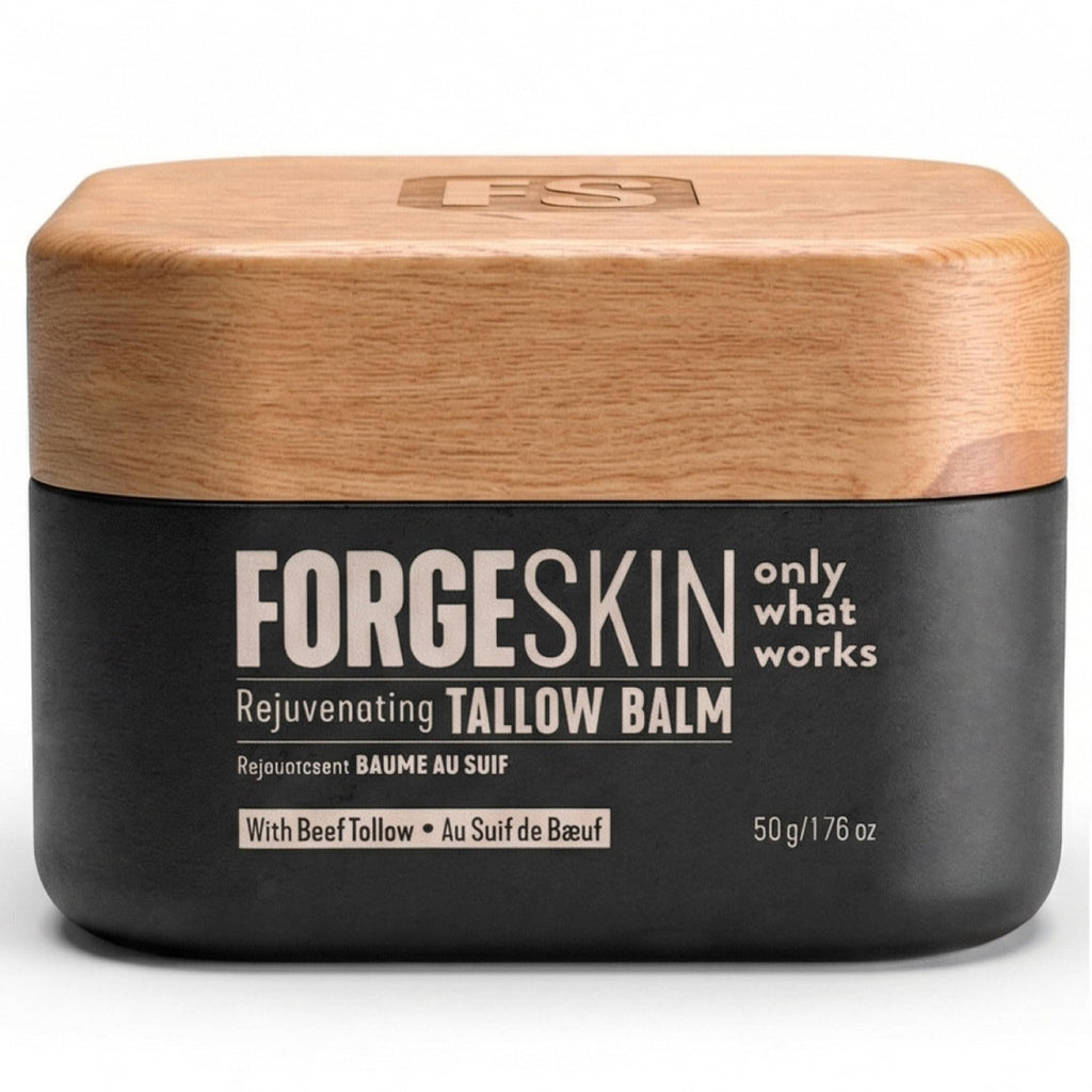 Forge Skin Beef Tallow Balm Skin Moisturizer for Men, Anti Aging Wrinkle Defense - Face & Body Skincare Hydration Cream, 100% Grass-Fed Lotion, Paraben-Free, Helps Minimize Look of Fine Lines, 1.7 oz