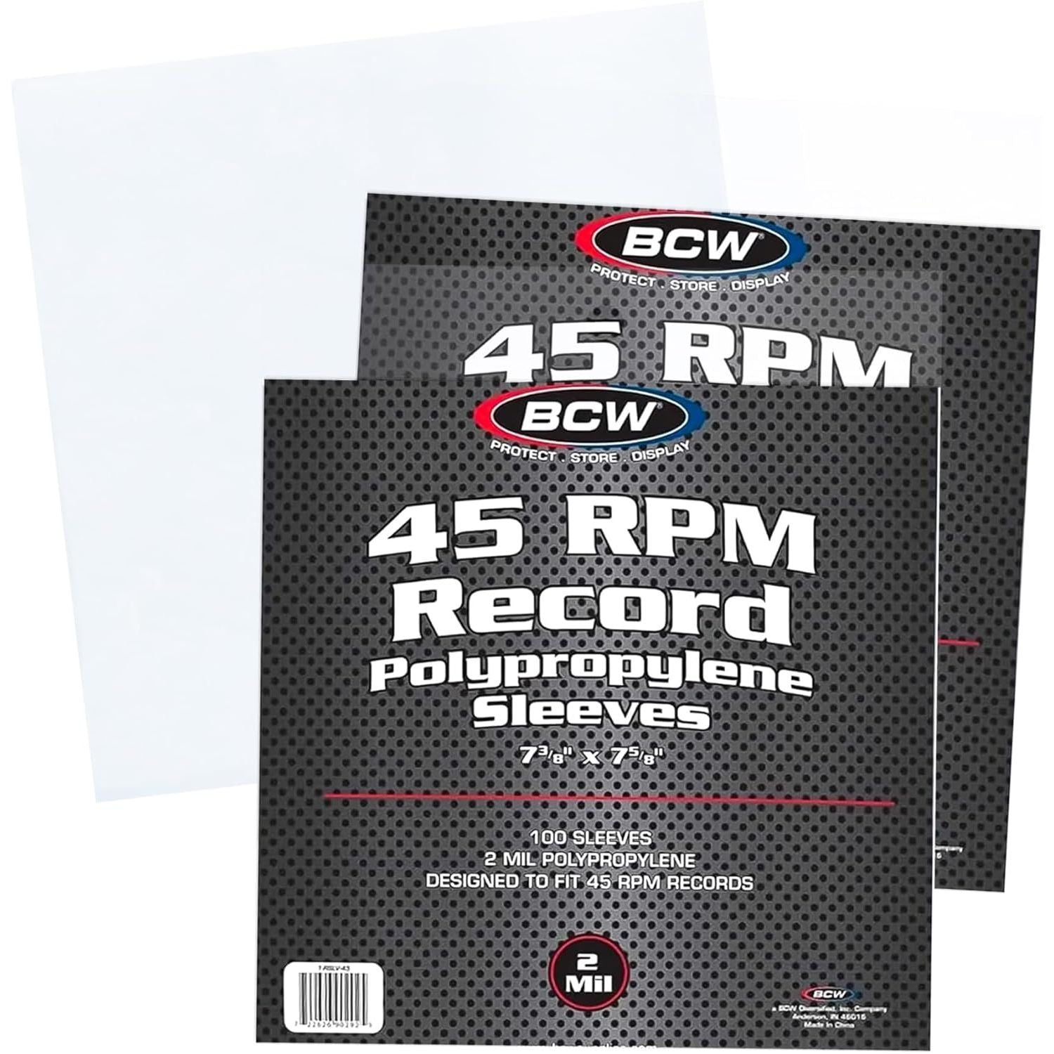 Buy now BCW 45 RPM Record Sleeves - 100 Count | Fits Standard 7 Inch Single 45s | Snug-Fit 2 Mil Polypropylene Outer Sleeves | Archival Plastic Covers for Vinyl Record Storage and Protection 200 Pack at indiglob india