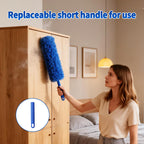 Cobweb Duster with Extension Pole, Washable Cleaning Duster Kit with 3 Duster Heads, Cobweb Duster, Corner Brush, Gap Dust Cleaner, Telescoping Pole for Ceiling Fan, Long Duster for high Ceilings