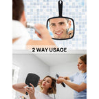 OMIRO 9.3" L x 6.6" W Hand Mirror, All Black Handheld Mirror with Handle | Salon Mirror Hand Held, Hangable, Travel Mirror for Men Women, Distortion-Free Reflection, for Shaving and Makeup