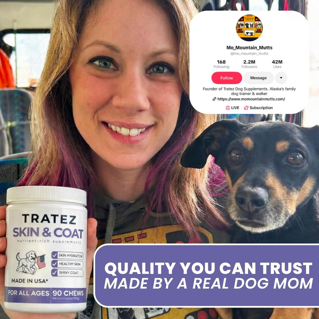 Skin & Coat Supplement for Dogs - Omega 3 6 9 Fish Oil & Vitamin E Soft Chews - Dog Itch Relief, Anti-Shedding & Shiny Coat Support for All Breeds, 90 Count