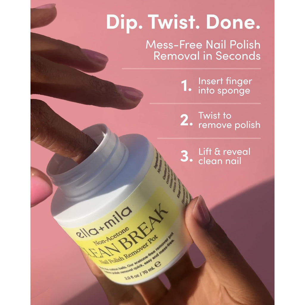 ella+mila Clean Break Non-Acetone Remover Pot with Sponge - Travel Size