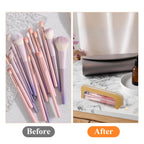 Stylish small clear PU makeup bag showcasing elegant design, perfect for organizing beauty essentials at home or while traveling.