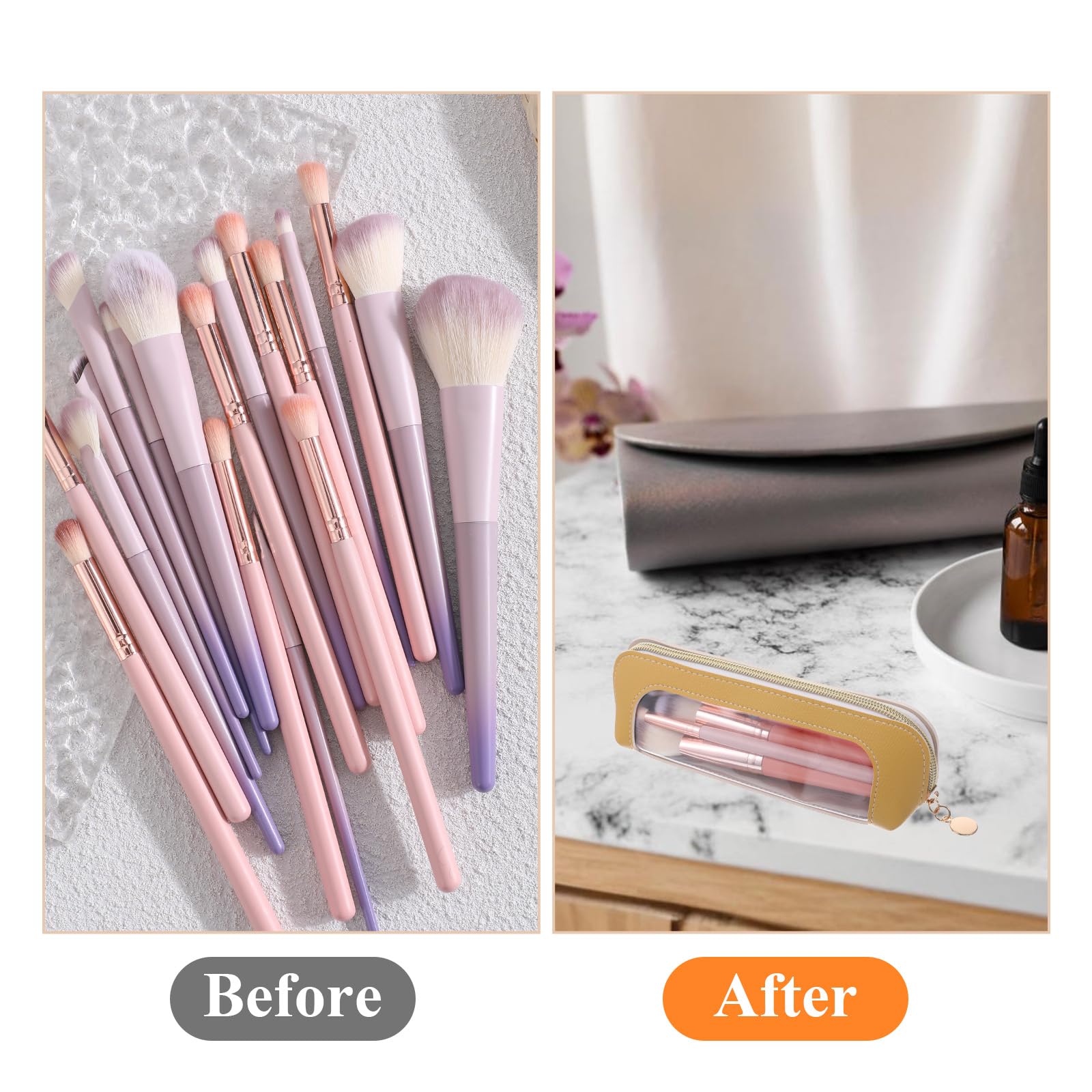 Stylish small clear PU makeup bag showcasing elegant design, perfect for organizing beauty essentials at home or while traveling.